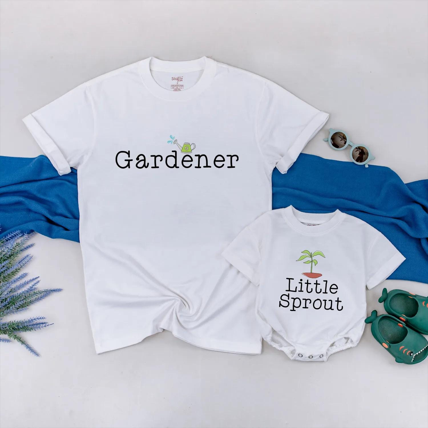 Gardener and Little Sprout Mommy and Me Shirts Cute Family Gardening Outfits Soft Cotton Gift for Baby Shower First Mother's Day