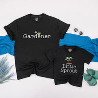 Gardener and Little Sprout Mommy and Me Shirts Cute Family Gardening Outfits Soft Cotton Gift for Baby Shower First Mother's Day