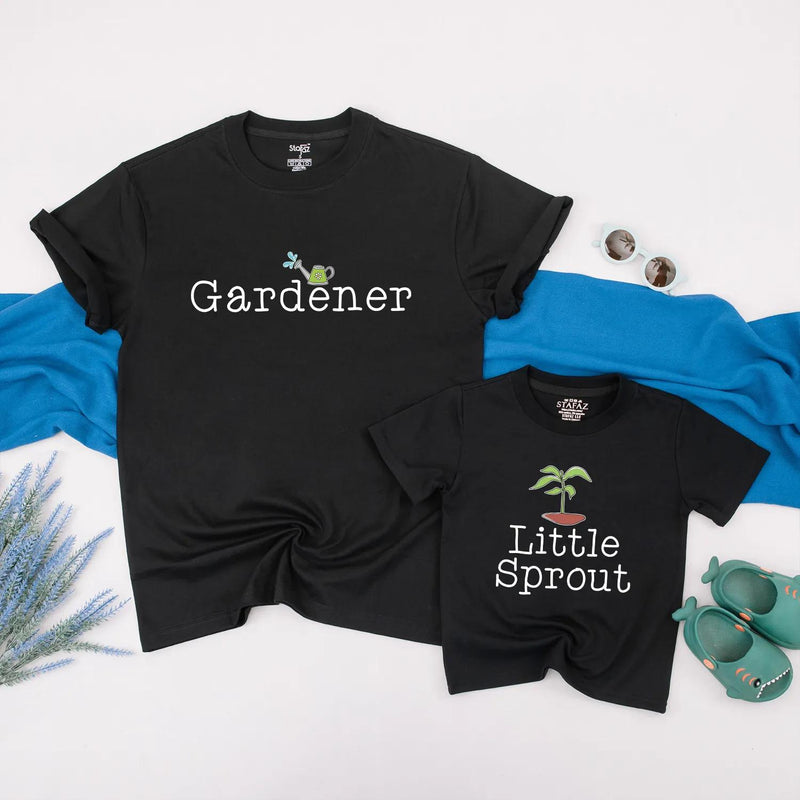 Gardener and Little Sprout Mommy and Me Shirts Cute Family Gardening Outfits Soft Cotton Gift for Baby Shower First Mother's Day