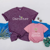 Gardener and Little Sprout Mommy and Me Shirts Cute Family Gardening Outfits Soft Cotton Gift for Baby Shower First Mother's Day
