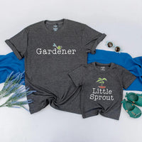 Gardener and Little Sprout Mommy and Me Shirts Cute Family Gardening Outfits Soft Cotton Gift for Baby Shower First Mother's Day