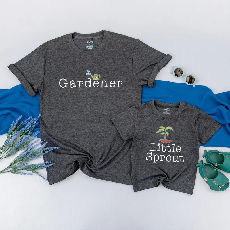 Gardener and Little Sprout Mommy and Me Shirts Cute Family Gardening Outfits Soft Cotton Gift for Baby Shower First Mother's Day
