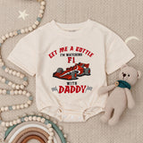 Get Me a Bottle I'm Watching F1 Baby Romper, Cute Formula One Outfit, Racing Infant Clothes, Red Race Car Design, Fun for Race Day