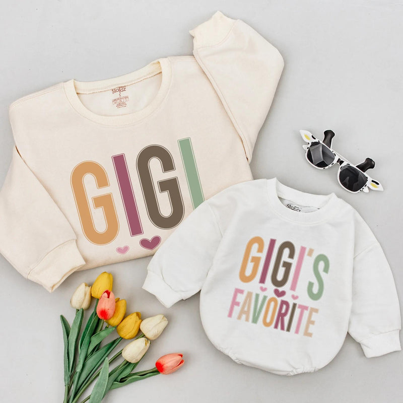 Gigi and Gigi’s Favorite Matching Shirts Minimalist Neutral Design Grandma and Grandchild Outfit Soft Cotton Gift for Mother’s Day