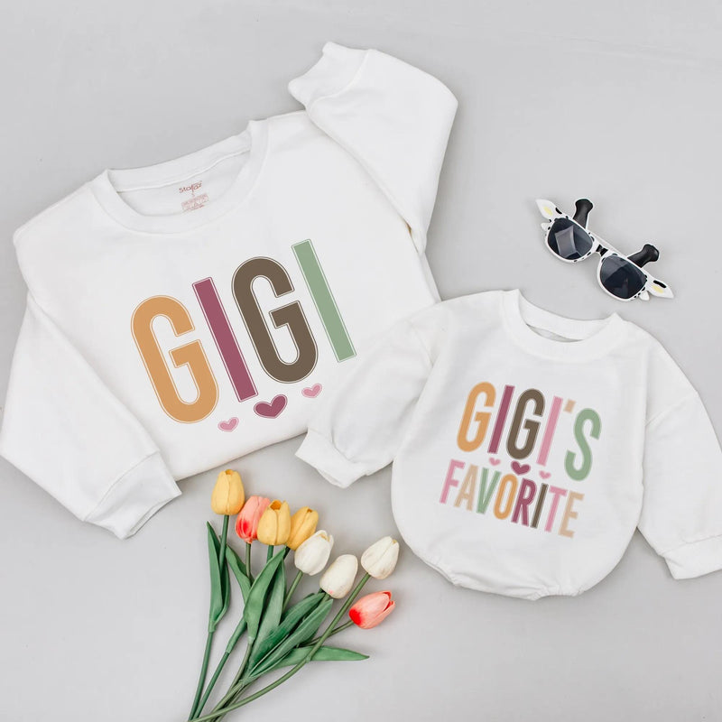 Gigi and Gigi’s Favorite Matching Shirts Minimalist Neutral Design Grandma and Grandchild Outfit Soft Cotton Gift for Mother’s Day