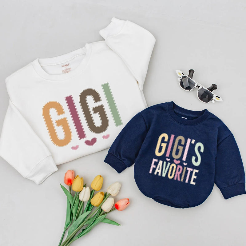 Gigi and Gigi’s Favorite Matching Shirts Minimalist Neutral Design Grandma and Grandchild Outfit Soft Cotton Gift for Mother’s Day