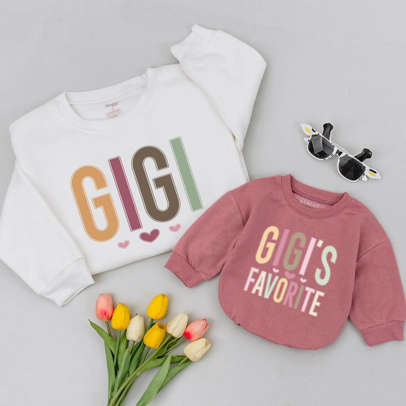 Gigi and Gigi’s Favorite Matching Shirts Minimalist Neutral Design Grandma and Grandchild Outfit Soft Cotton Gift for Mother’s Day