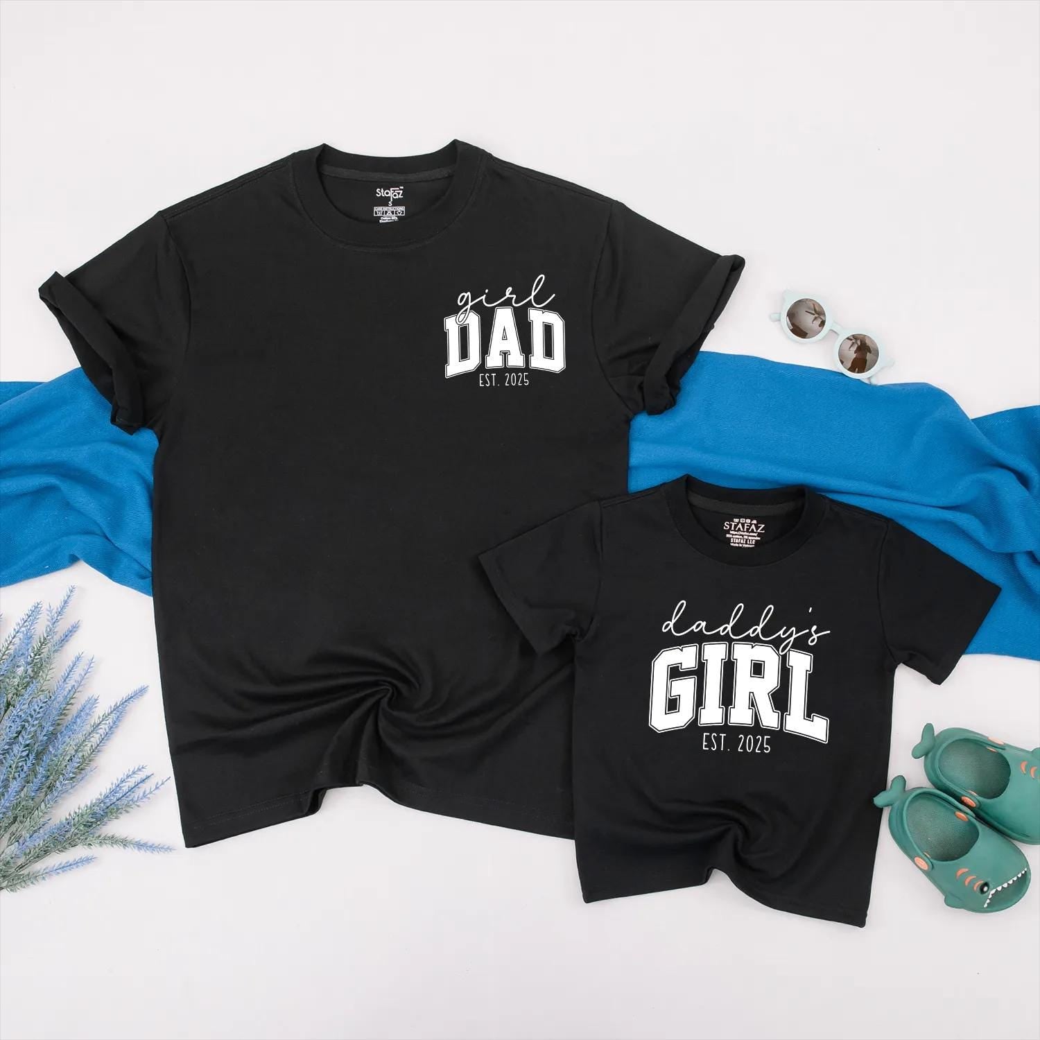 Girl Dad and Daddy's Girl Matching Shirts Black White Custom 2025 Father's Day Gift Baby Onesie Family Outfit Sentimental Tee