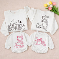 Girl Daddy and Daddy's Girl Matching Sweatshirt & Baby Romper with Custom Name, Adorable Father’s Day Outfit for Newborns & Dads