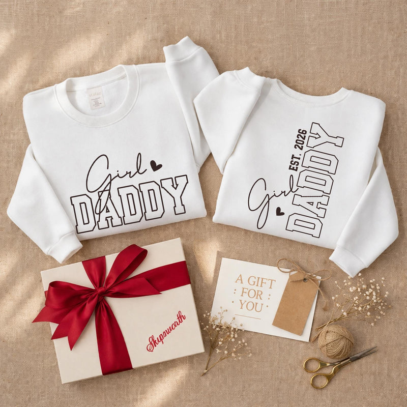 Girl Daddy and Daddy's Girl Matching Sweatshirt & Baby Romper with Custom Name, Adorable Father’s Day Outfit for Newborns & Dads