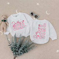 Girl Daddy and Daddy's Girl Matching Sweatshirt & Baby Romper with Custom Name, Adorable Father’s Day Outfit for Newborns & Dads