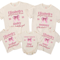 Girls Just Wanna Be One First Birthday Shirts with Pink Bow, Matching Mommy and Me Birthday Outfits, Personalized Family Party Tees 2026