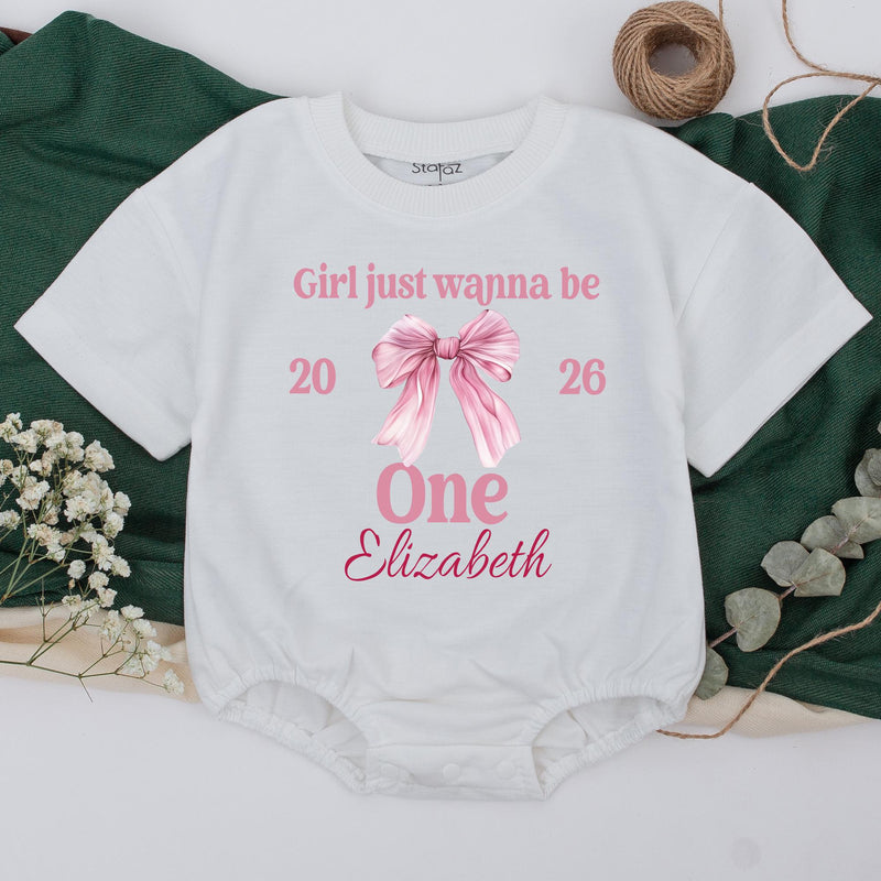 Girls Just Wanna Be One First Birthday Shirts with Pink Bow, Matching Mommy and Me Birthday Outfits, Personalized Family Party Tees 2026