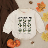 God Said I Am Baby Boy Romper with Mallard Duck Print, Long Sleeve Cotton Outfit for Southern Hunting Theme, Baby Shower Gift, Fall Wear