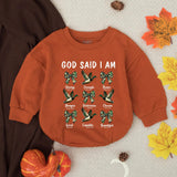 God Said I Am Baby Boy Romper with Mallard Duck Print, Long Sleeve Cotton Outfit for Southern Hunting Theme, Baby Shower Gift, Fall Wear