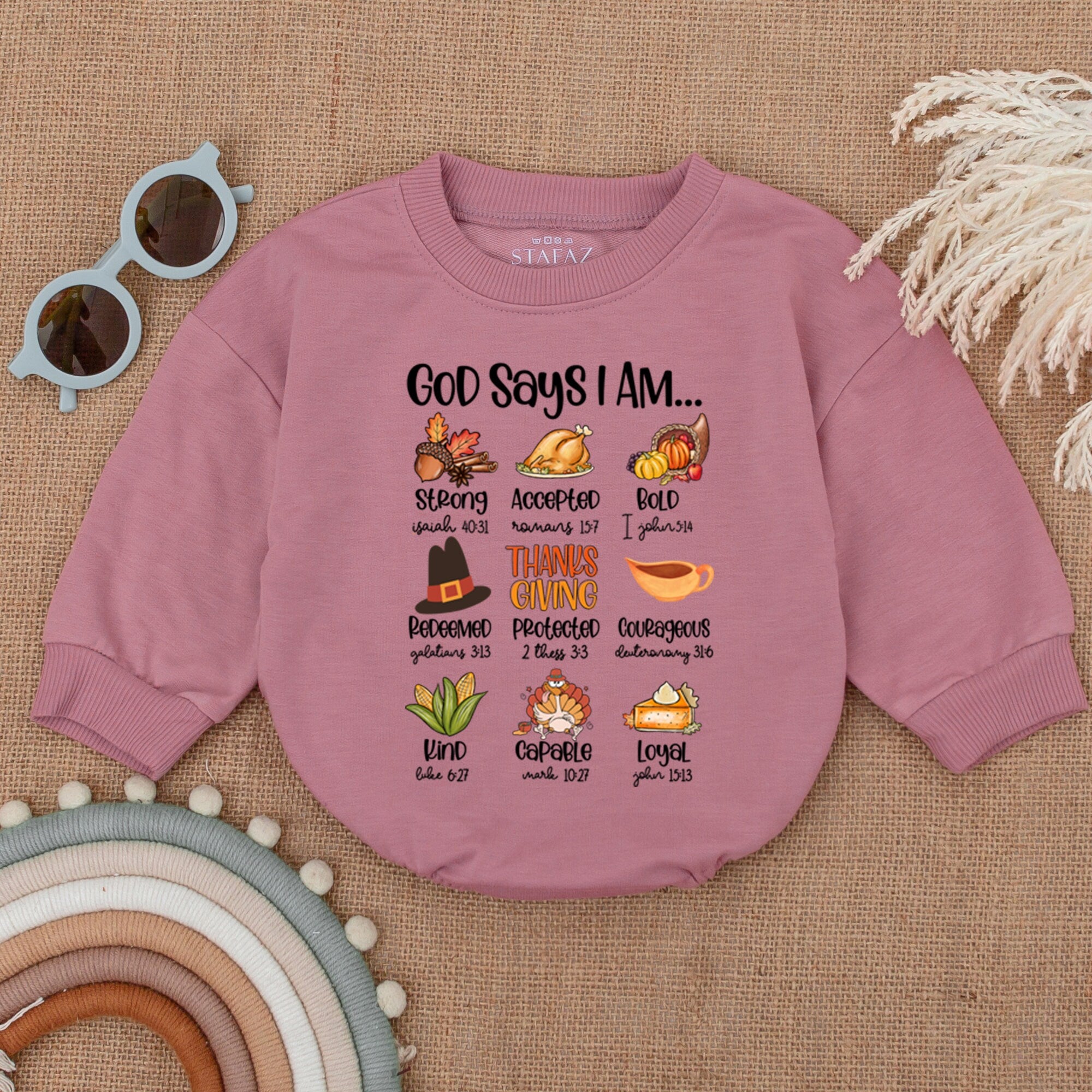 God Says I Am Romper Autumn Baby Outfit Thanksgiving Christian Girls Boys Fall Bodysuit Cotton Soft Comfortable Holiday Gift