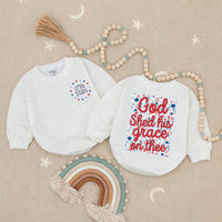 God Shed His Grace Toddler Romper, Patriotic Matching Family 4th of July Outfit, Soft Cotton Baby Independence Day Shirt for Summer