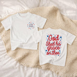 God Shed His Grace Toddler Romper, Patriotic Matching Family 4th of July Outfit, Soft Cotton Baby Independence Day Shirt for Summer