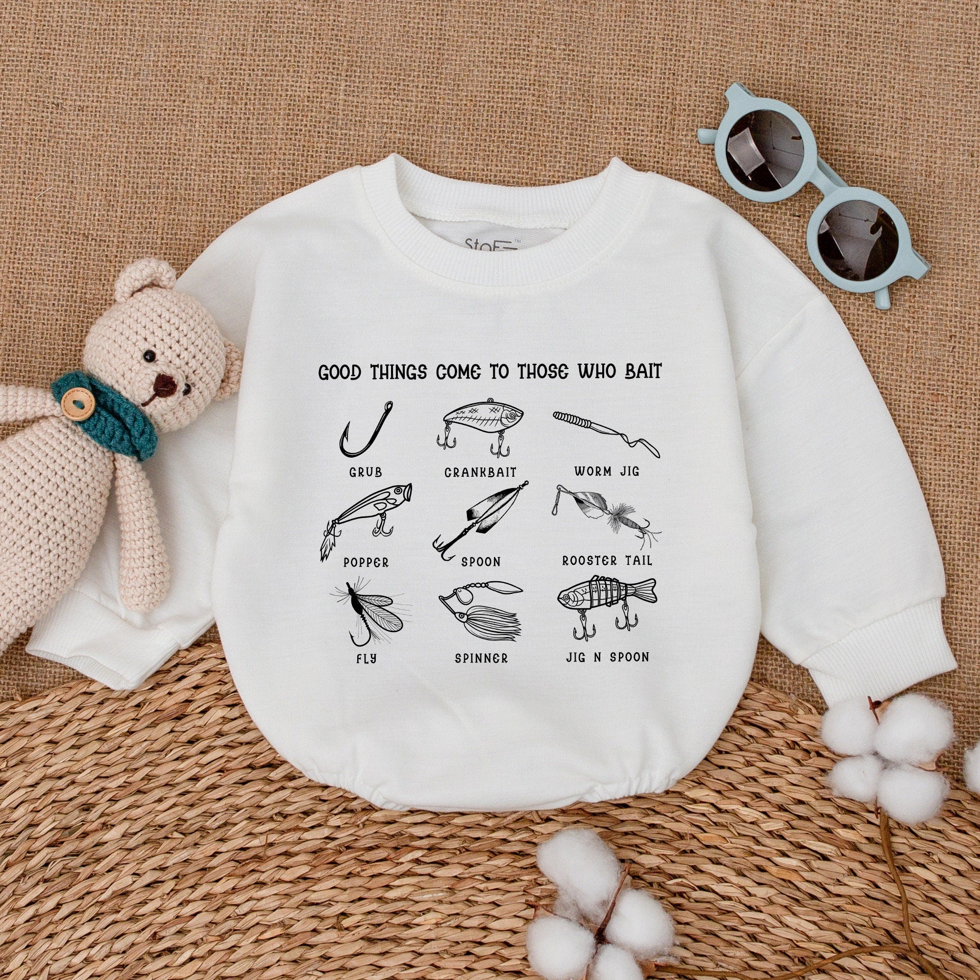 Good Things Come To Those Who Bait Baby Romper Fun Fishing Lure Design Newborn Clothes Soft Cotton Infant Outfit Perfect Baby Shower Gift