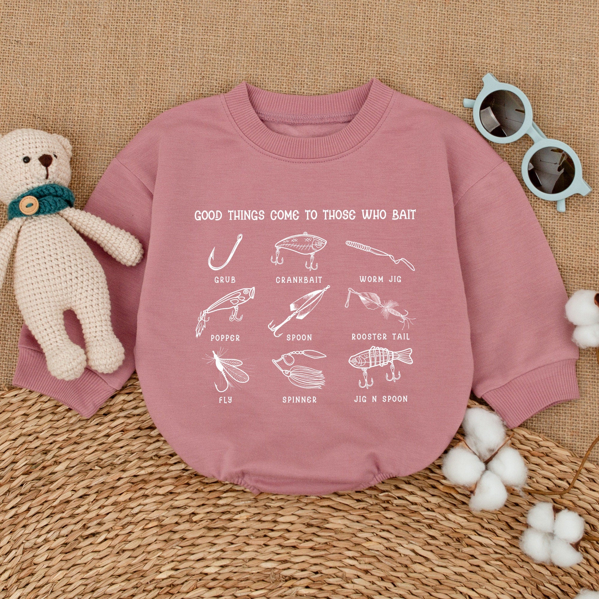 Good Things Come To Those Who Bait Baby Romper Fun Fishing Lure Design Newborn Clothes Soft Cotton Infant Outfit Perfect Baby Shower Gift