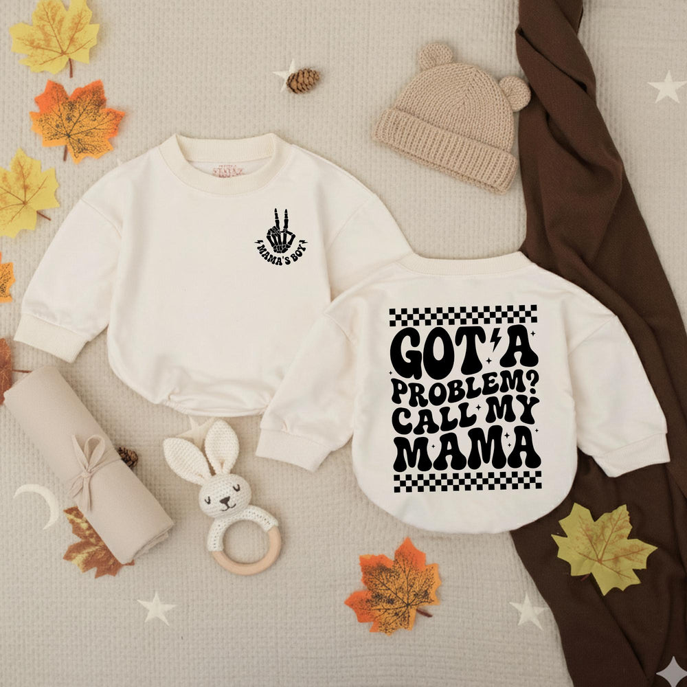 Got a Problem Call My Mama Baby Romper Funny Skeleton Design Retro 70s Style Comfortable Cotton Outfit for Boys Birthday or Party Gift