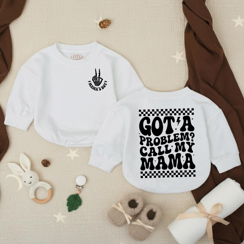 Got a Problem Call My Mama Baby Romper Funny Skeleton Design Retro 70s Style Comfortable Cotton Outfit for Boys Birthday or Party Gift
