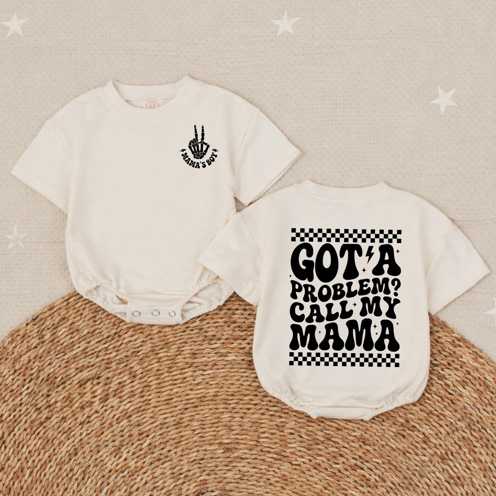 Got a Problem Call My Mama Baby Romper Funny Skeleton Design Retro 70s Style Comfortable Cotton Outfit for Boys Birthday or Party Gift