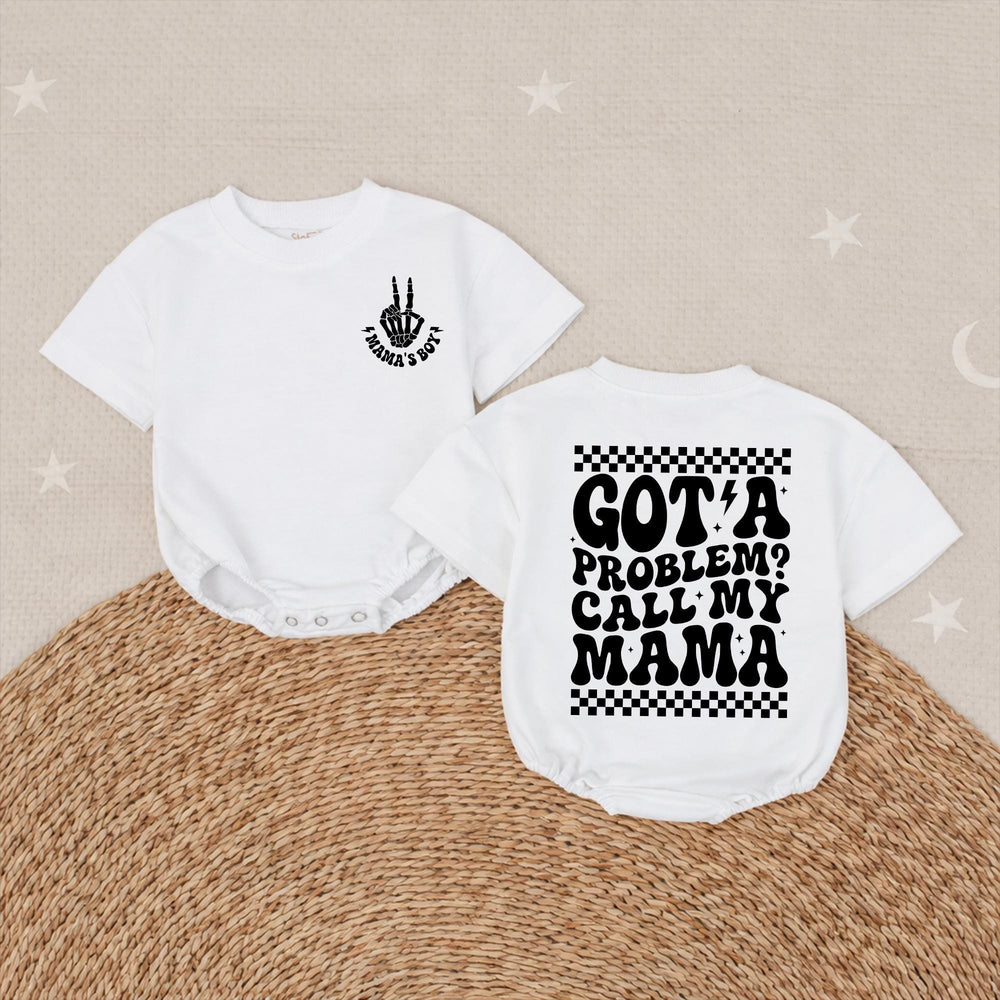 Got a Problem Call My Mama Baby Romper Funny Skeleton Design Retro 70s Style Comfortable Cotton Outfit for Boys Birthday or Party Gift