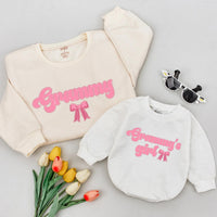 Grammy and Grammy’s Girl Matching Shirts with Pink Bubble Lettering, Grandma and Baby Coordinated Outfit, Cute Gift for New Grandma