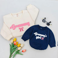 Grammy and Grammy’s Girl Matching Shirts with Pink Bubble Lettering, Grandma and Baby Coordinated Outfit, Cute Gift for New Grandma