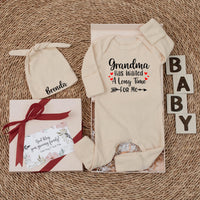 Grandma Has Waited a Long Time for Me Baby Bodysuit with Custom Name Hat Newborn Gift Outfit Baby Announcement Sentimental Shower Present