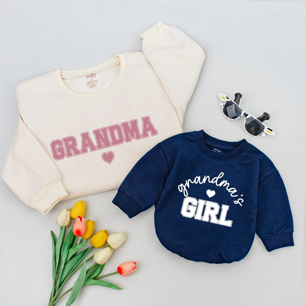 Grandma and Me Matching Shirts Personalized Outfit with Dusty Rose and White Design Custom Grandma and Girl Heart Print Gift Idea