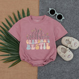 Grandma's Bestie Floral Wildflower Baby Romper Retro Outfit Soft Cotton Birthday Shower Gift for Baby Girl Nostalgic Design