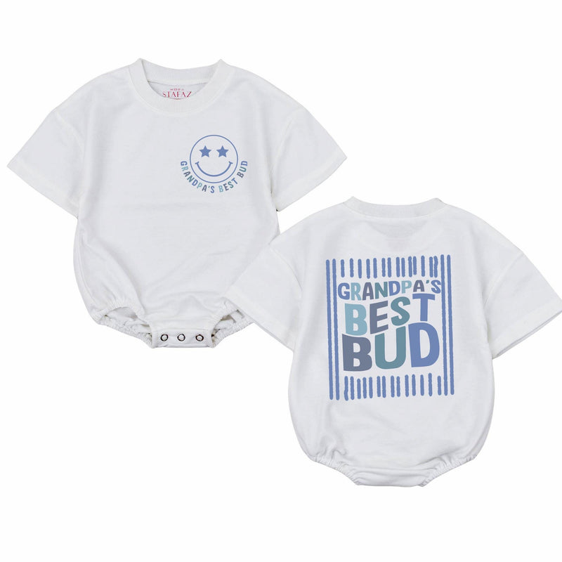 grandpa's Best Bud Baby Romper, Retro First Father's Day Baby Outfit, New Born Shower Gift, Dad Son Newborn Bodysuit, grandpa's Bestie