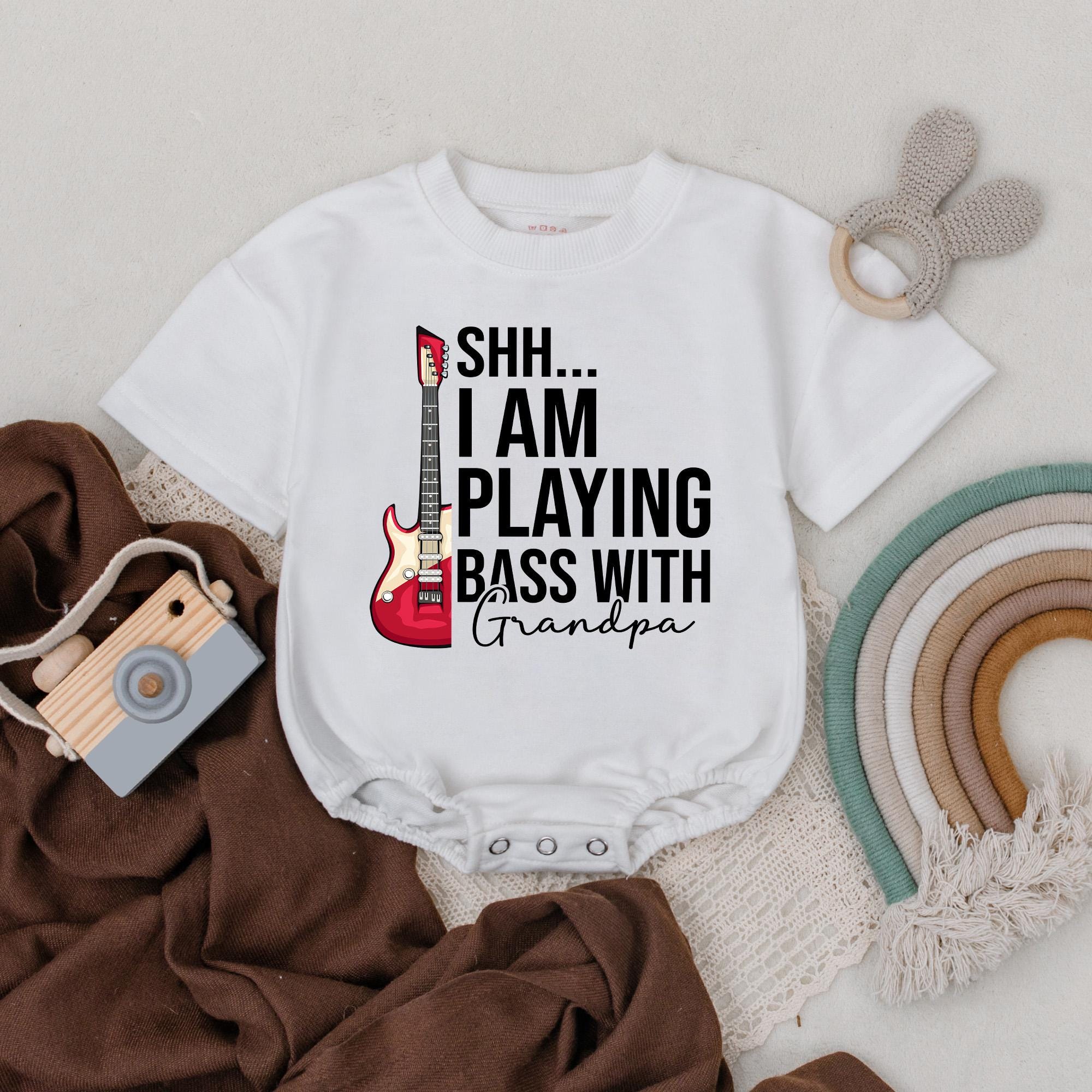 Grandpa's Jam Session Baby Romper Funny Bass Guitar Outfit Personalized Gift for Music-Loving Infant or Toddler Birthday Cotton Soft Wear