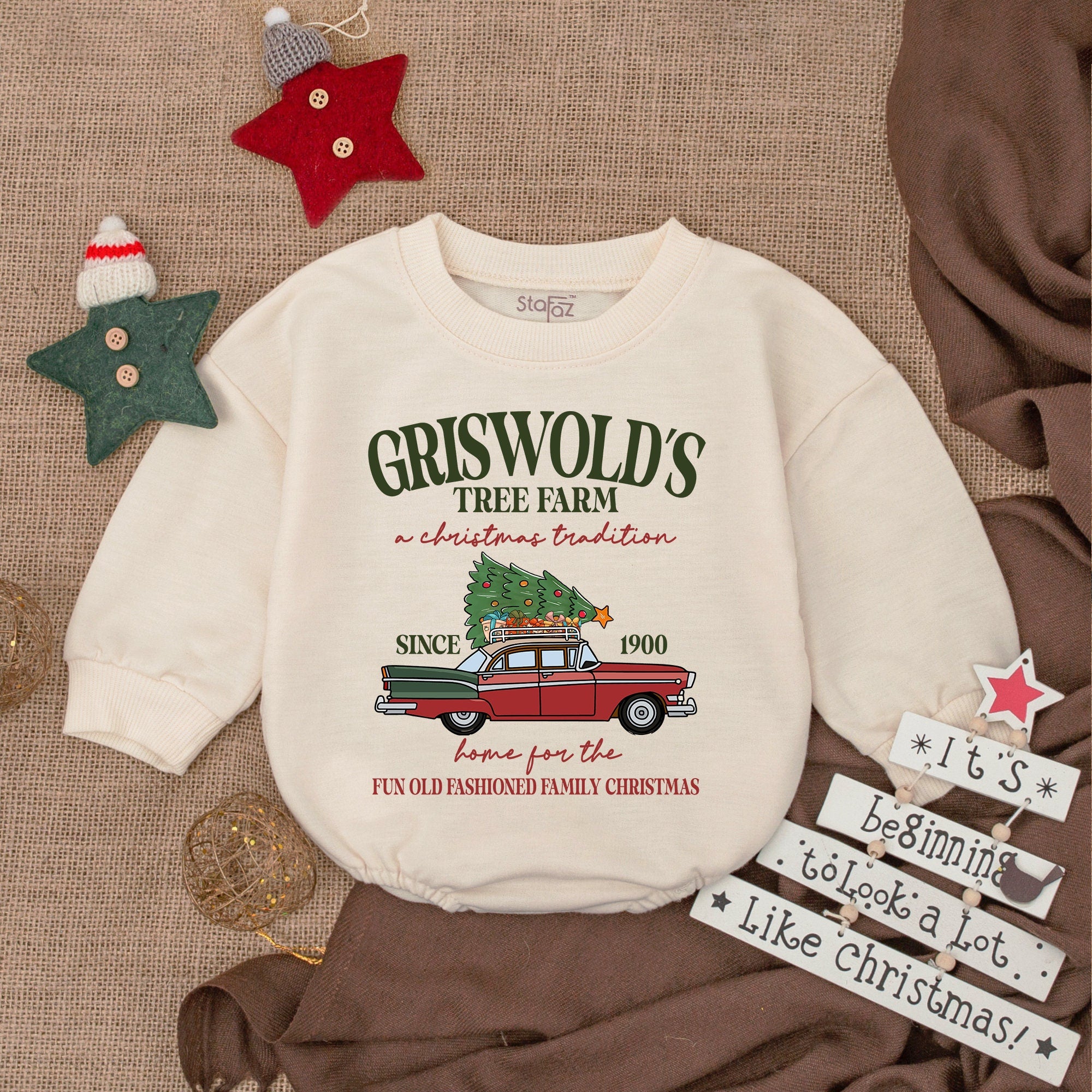 Griswold's Tree Farm Christmas Baby Romper Soft Cotton Outfit First Holiday Retro Car Design Infant Boy Girl Festive Santa Gift