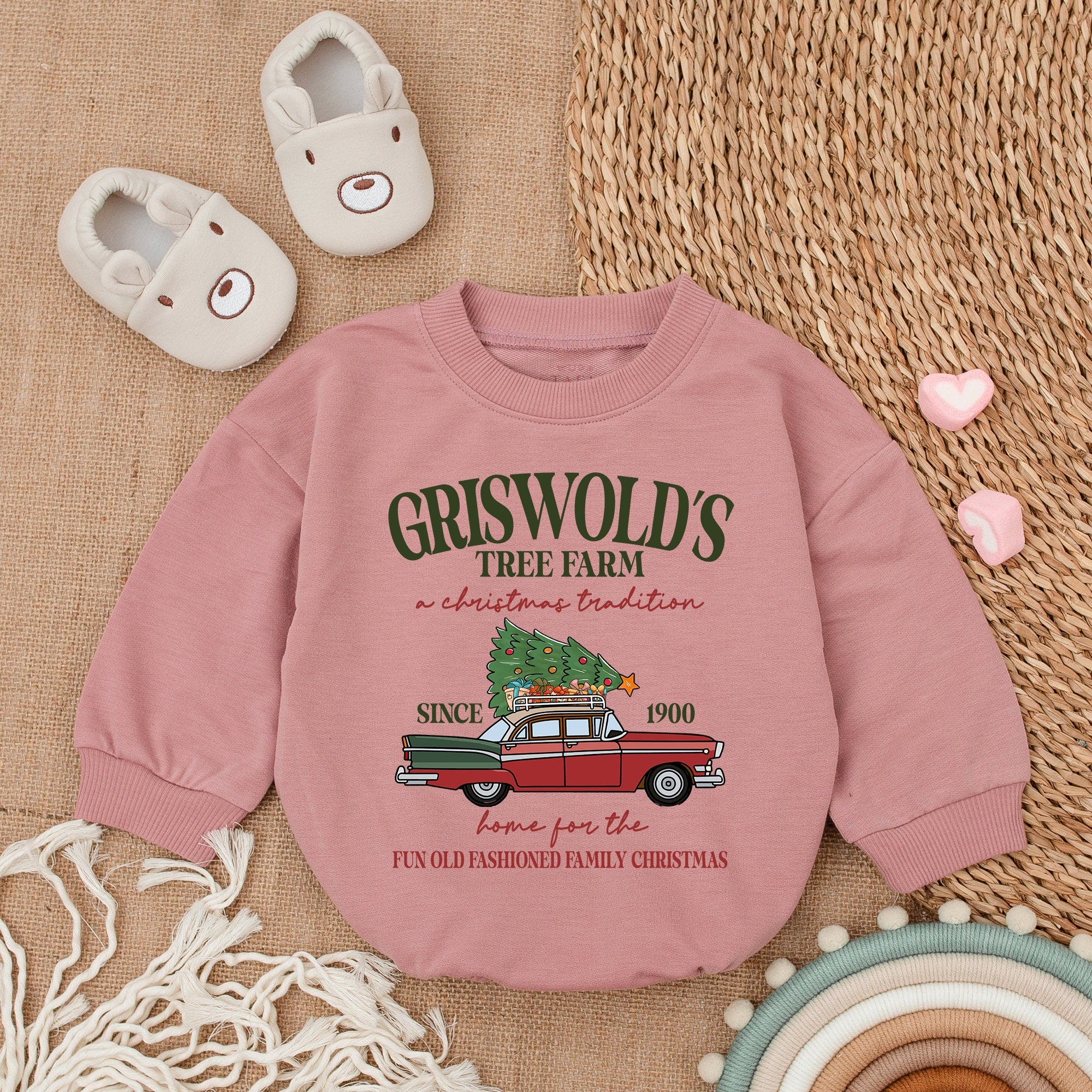Griswold's Tree Farm Christmas Baby Romper Soft Cotton Outfit First Holiday Retro Car Design Infant Boy Girl Festive Santa Gift