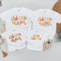 Groovy Family Birthday Shirts 70s Retro Matching Outfits for Two-Year-Old Girl Vibrant Design Personalized Gift Cotton Comfortable Wear