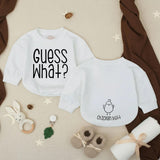 Guess What Chicken Butt Baby Romper Funny Farm Outfit Soft Cotton Infant Toddler Clothes Cute Shower Gift for Boys or Girls
