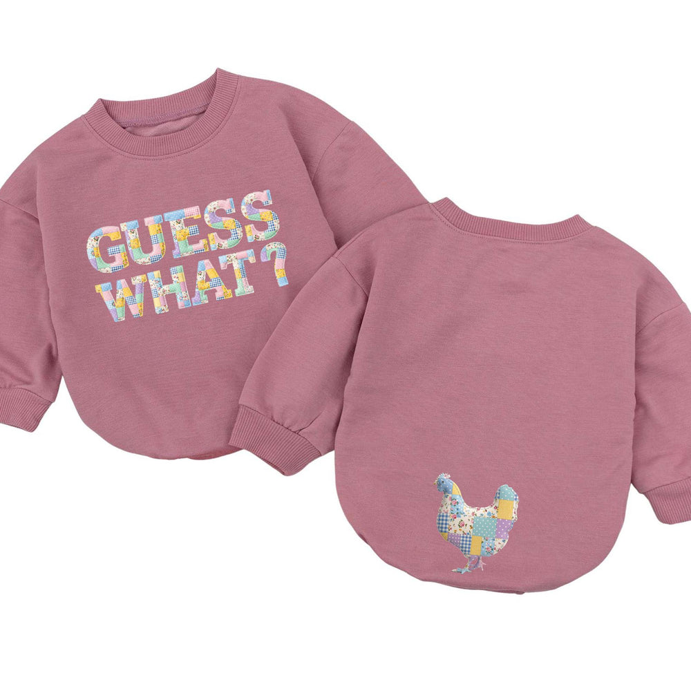 Guess What Chicken Butt Baby Romper Funny Patchwork Bodysuit Gender Neutral Infant Outfit Soft Cotton Baby Shower Gift Cute Design