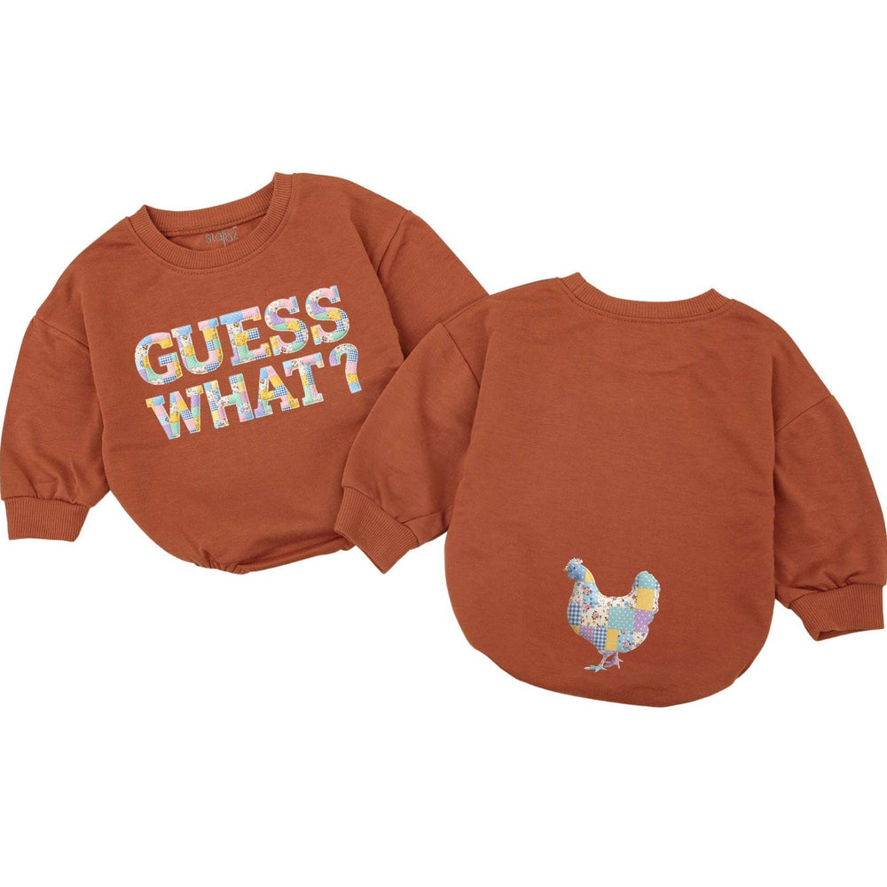 Guess What Chicken Butt Baby Romper Funny Patchwork Bodysuit Gender Neutral Infant Outfit Soft Cotton Baby Shower Gift Cute Design
