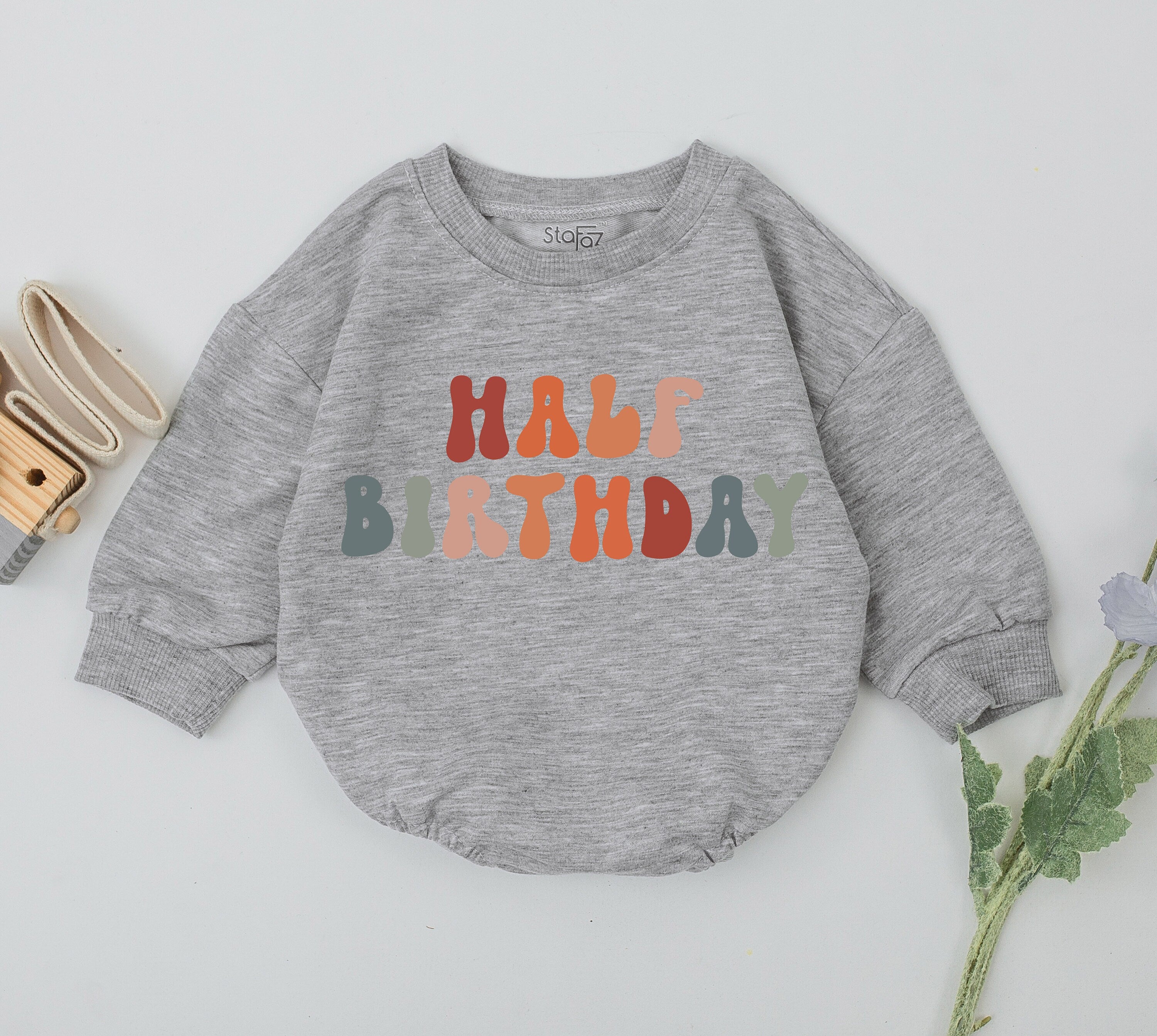 Half Birthday Boy Romper Colorful Half Way to One Outfit for 6 Months Baby Celebration Newborn Gift Vibrant Playful Design