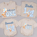 Half Way to One Baby Outfit with Bear Graphic, Matching Family Shirts, Personalized 6 Month Milestone T-Shirt or Bodysuit