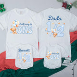 Half Way to One Matching Family Shirts with Cute Bear and Balloon Artwork, Personalized 6-Month Milestone Outfit for Baby and Parents