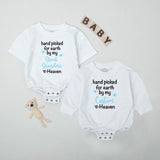 Hand Picked For Earth Baby Romper with Custom Name, Memorial Bodysuit Featuring Angel Wings, Sent From Heaven Newborn Gift Keepsake