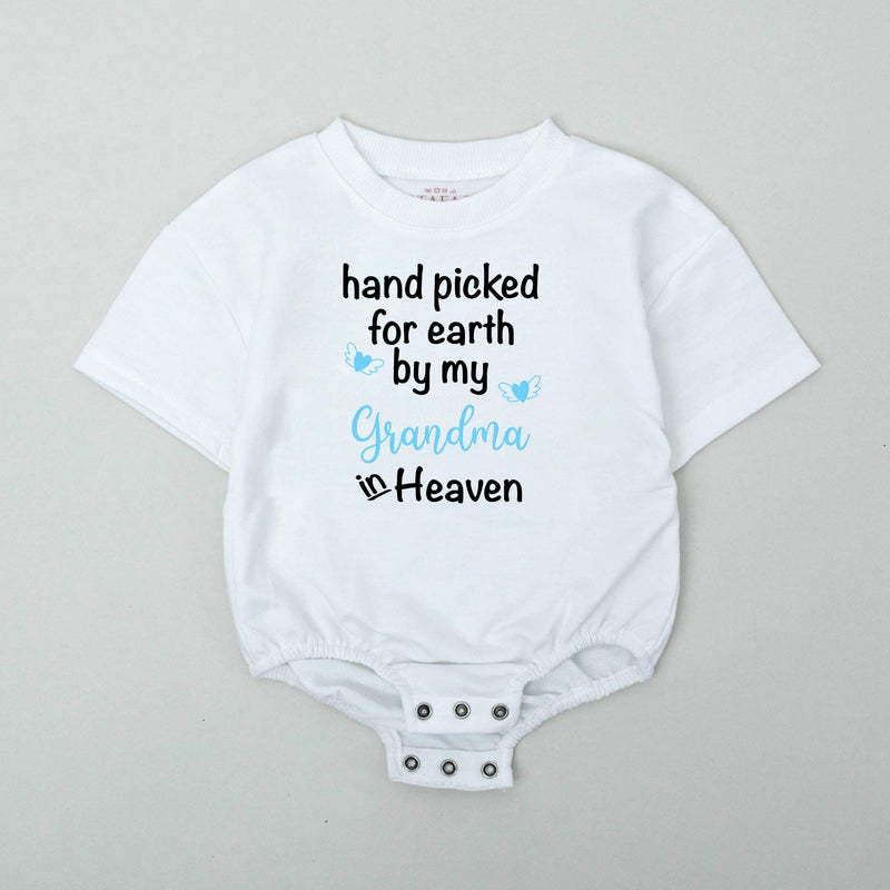 Hand Picked For Earth Baby Romper with Custom Name, Memorial Bodysuit Featuring Angel Wings, Sent From Heaven Newborn Gift Keepsake