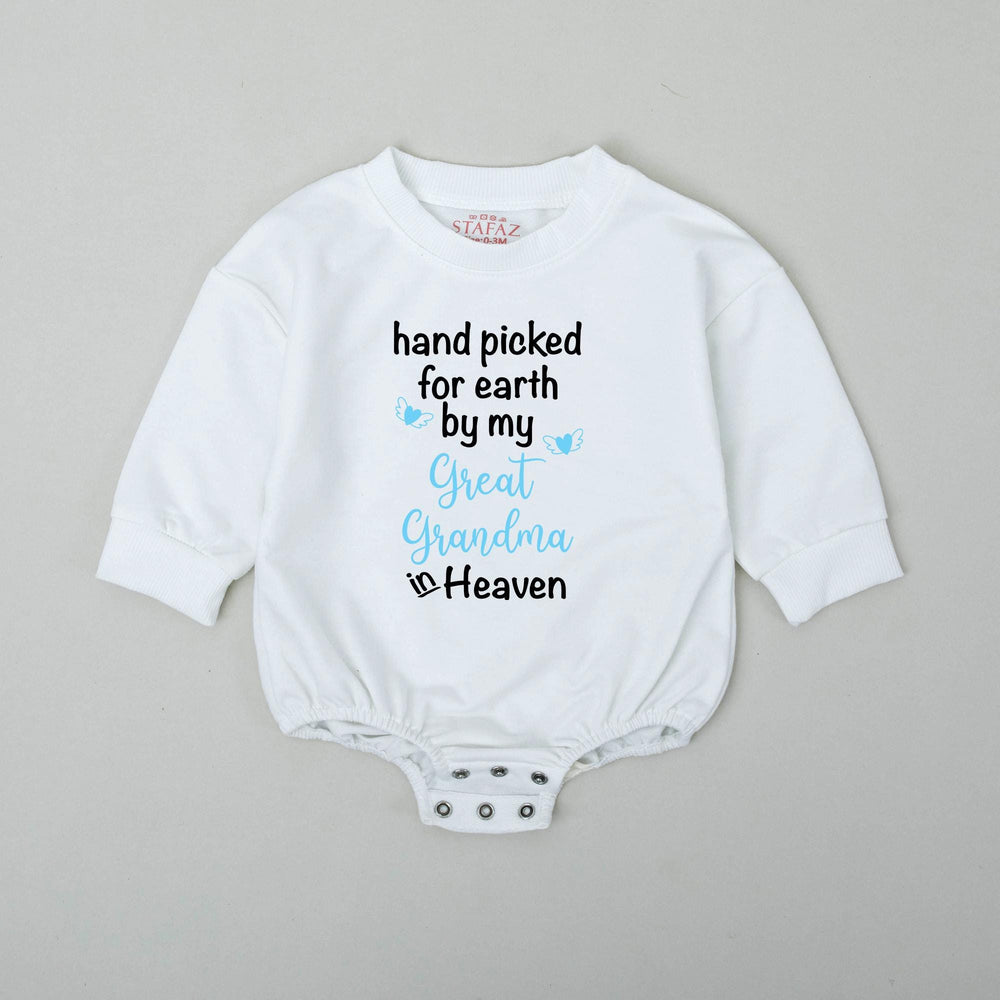 Hand Picked For Earth Baby Romper with Custom Name, Memorial Bodysuit Featuring Angel Wings, Sent From Heaven Newborn Gift Keepsake