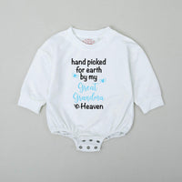 Hand Picked For Earth Baby Romper with Custom Name, Memorial Bodysuit Featuring Angel Wings, Sent From Heaven Newborn Gift Keepsake