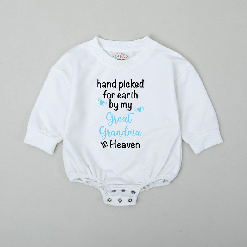 Hand Picked For Earth Baby Romper with Custom Name, Memorial Bodysuit Featuring Angel Wings, Sent From Heaven Newborn Gift Keepsake