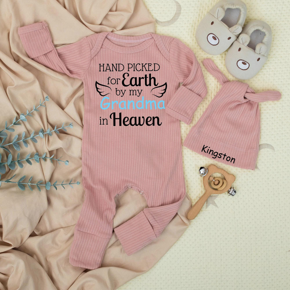 Hand Picked for Earth by Grandma in Heaven Baby Bodysuit Cute Sentimental Baby Shower Gift Soft Cotton Newborn Infant Outfit for Boys or Girls